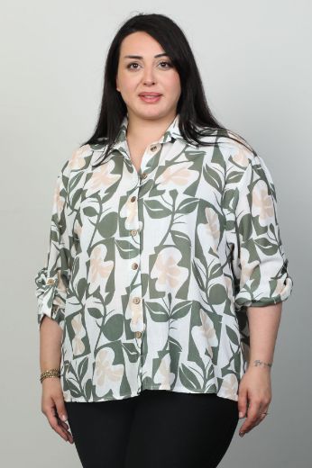 Picture of Fimore 2392-03xl GREEN Plus Size Women Shirt 
