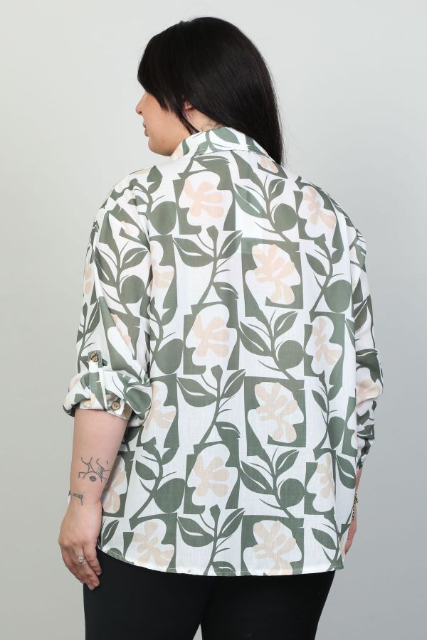 Picture of Fimore 2392-03xl GREEN Plus Size Women Shirt 