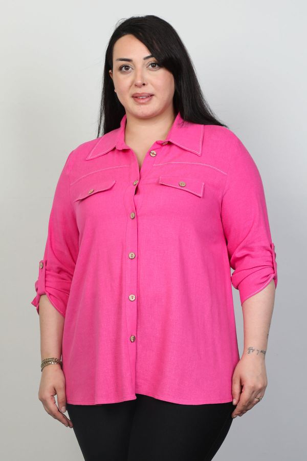Picture of Fimore 2386-7xl PINK Plus Size Women Shirt 