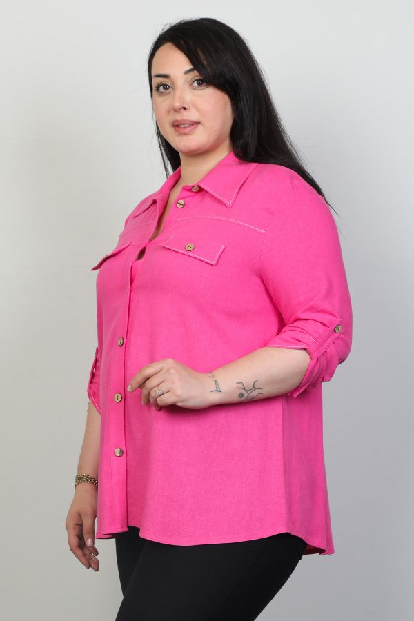 Picture of Fimore 2386-7xl PINK Plus Size Women Shirt 