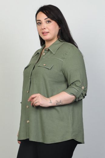 Изображение Fimore 2386-7xl ЗЕЛЕНЫЙ Рубашка большого размера
