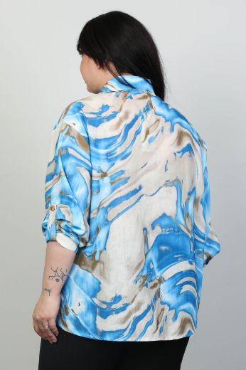 Picture of Fimore 2392-01xl BLUE Plus Size Women Shirt 