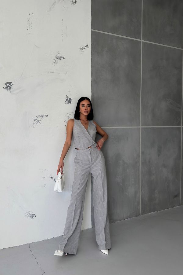 Picture of OUZ FASHION 24S011122 GREY WOMAN TROUSER SUIT 