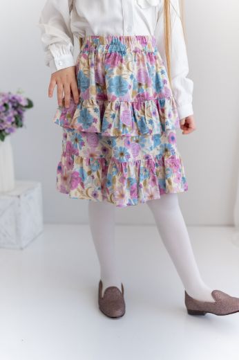 Picture of Zeyland 241Z4BYR11 ÇİÇEK DESENLİ damson Girl Skirt