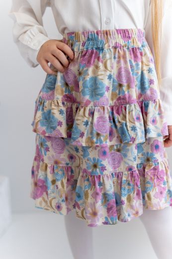 Picture of Zeyland 241Z4BYR11 ÇİÇEK DESENLİ damson Girl Skirt