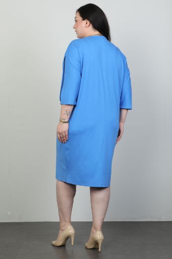 Picture of Miss Tailor 5045xl BLUE Plus Size Women Dress 
