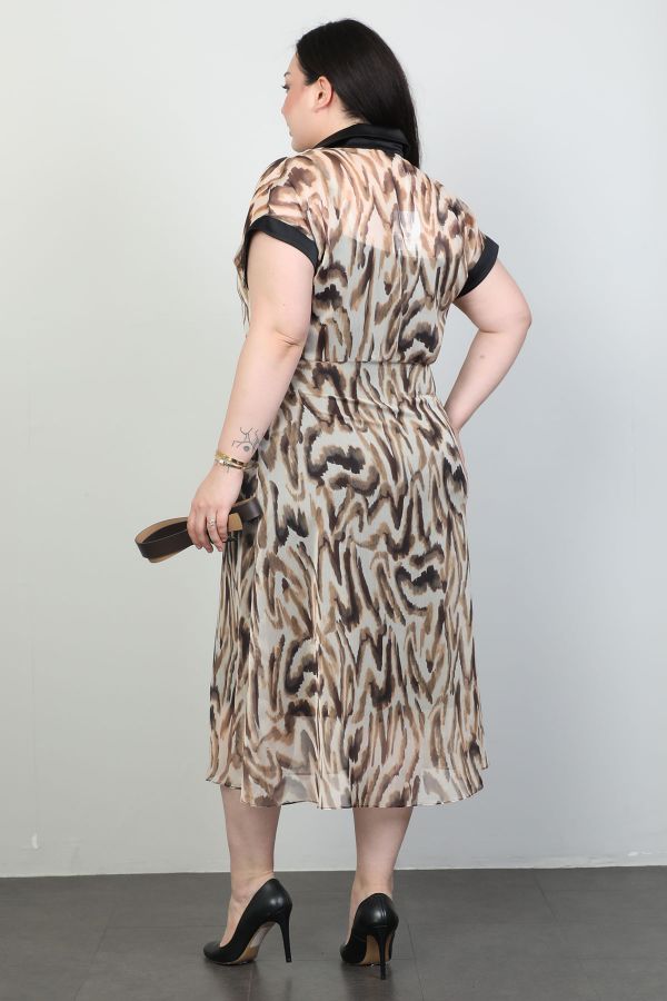 Picture of Samsara 04-6355xl BROWN Plus Size Women Dress 