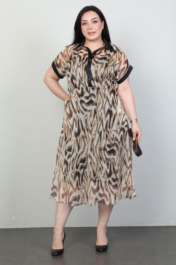 Picture of Samsara 04-6355xl BROWN Plus Size Women Dress 