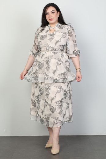 Wioma 4530xl BEJ Büyük Beden Kadın Elbise resmi