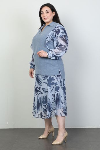 Wioma 4517xl INDIGO Büyük Beden Kadın Elbise resmi