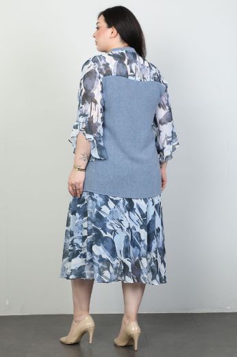 Picture of Wioma 4523xl BLUE Plus Size Women Dress 