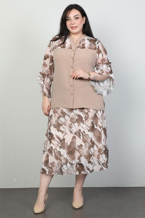 Wioma 4523xl KAHVE Büyük Beden Kadın Elbise resmi