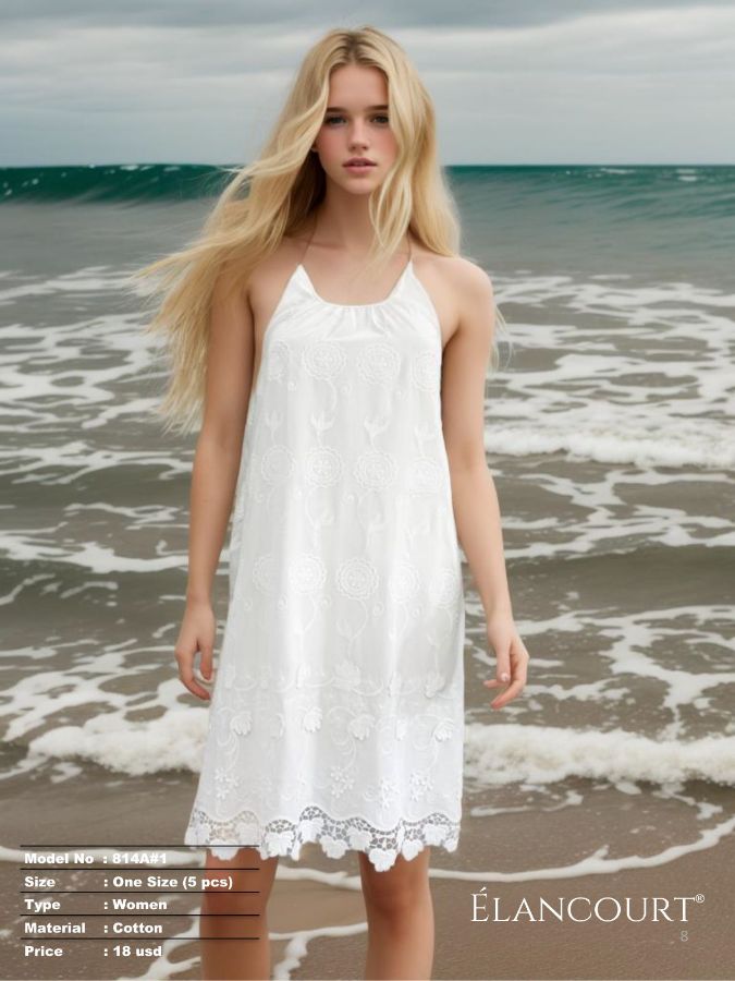 Picture of Elancourt 814A#1 WHITE Women Dress