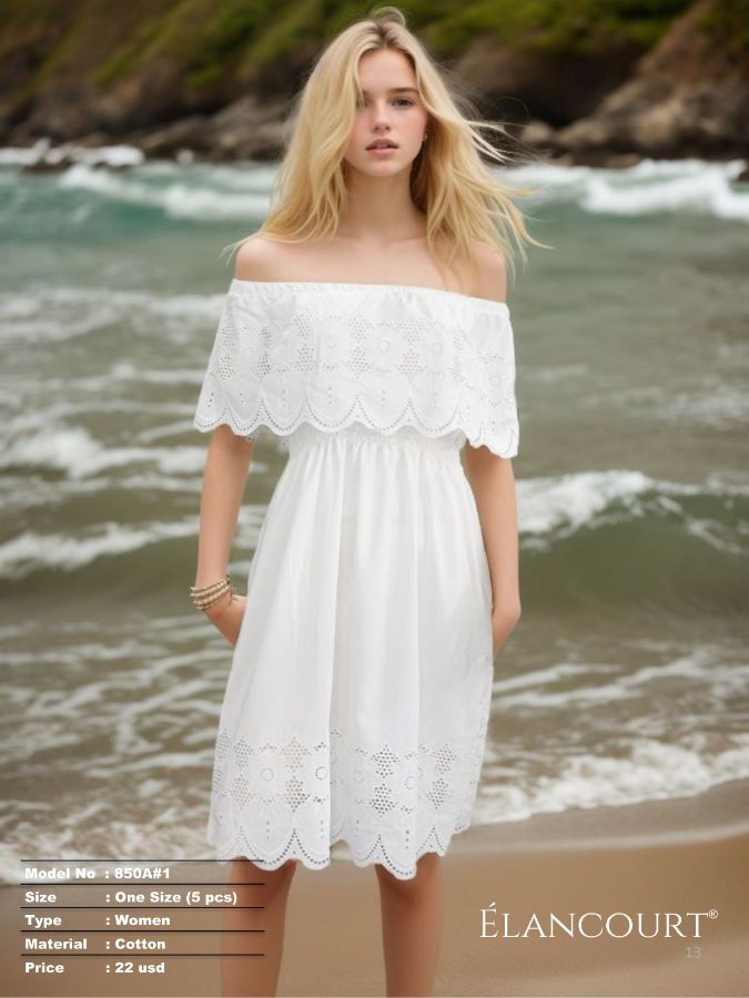 Picture of Elancourt 850A#1 WHITE Women Dress