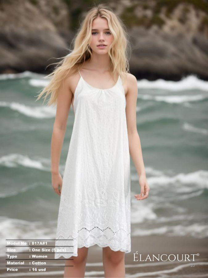 Picture of Elancourt 817A#1 WHITE Women Dress
