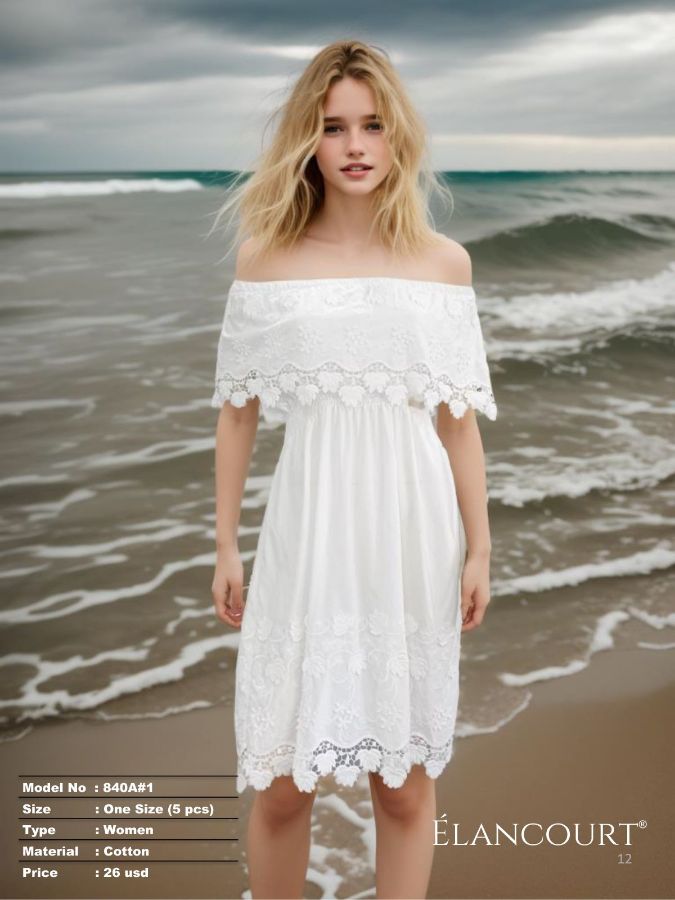 Picture of Elancourt 840A#1 WHITE Women Dress