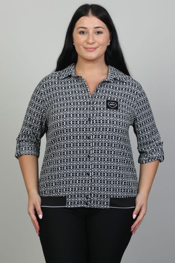 Picture of Aras 11708xl BLACK Plus Size Women Blouse 