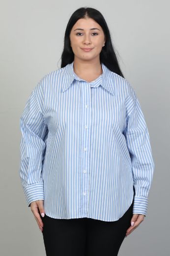 Picture of ROXELAN RB2609xl BLUE Plus Size Women Blouse 