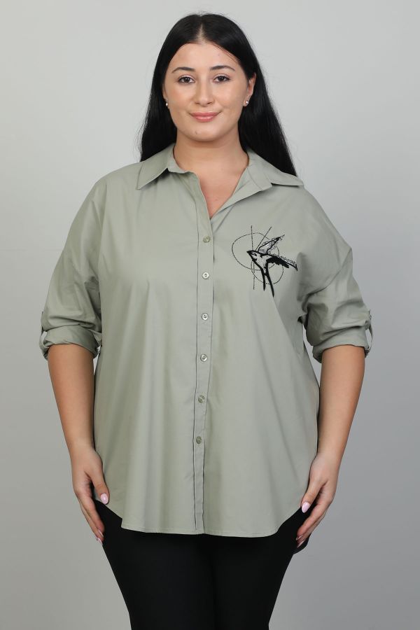 Picture of Aras 11372xl KHAKI Plus Size Women Blouse 