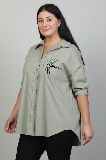 Picture of Aras 11372xl KHAKI Plus Size Women Blouse 