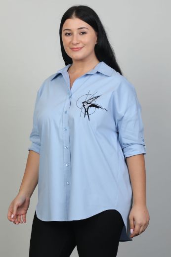 Picture of Aras 11372xl LIGHT BLUE Plus Size Women Blouse 