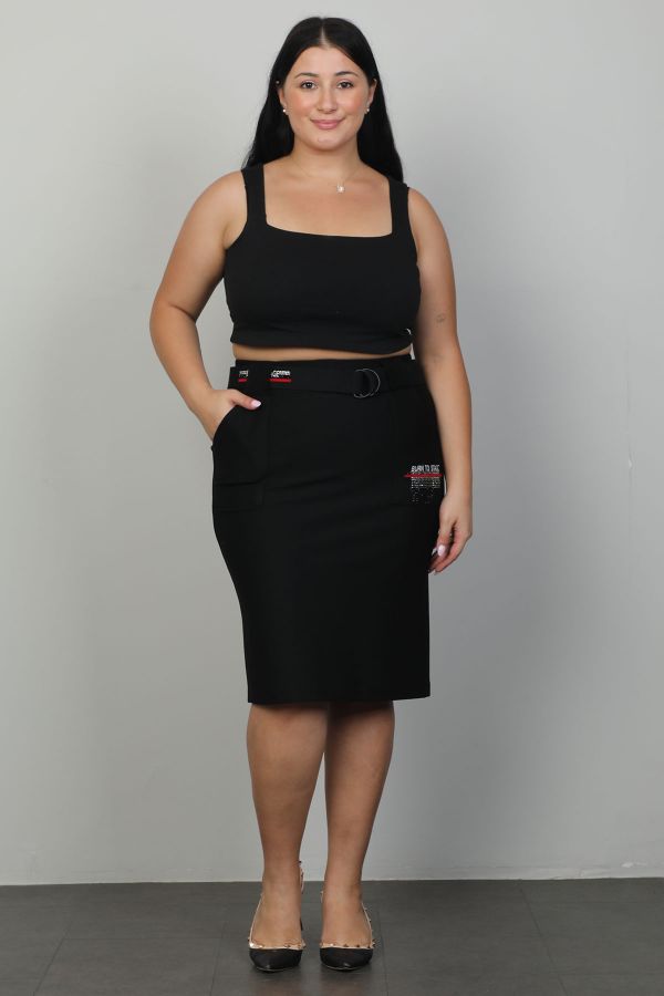 Picture of Extenzi 1315xl BLACK  Plus Size Women Skirt 