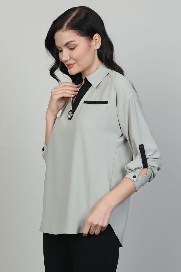 Picture of Of White 2241405 KHAKI Women Blouse