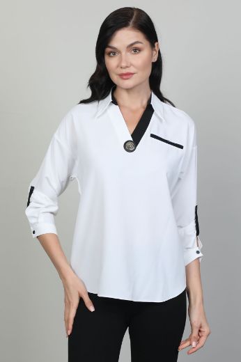 Picture of Of White 2241405 ECRU Women Blouse