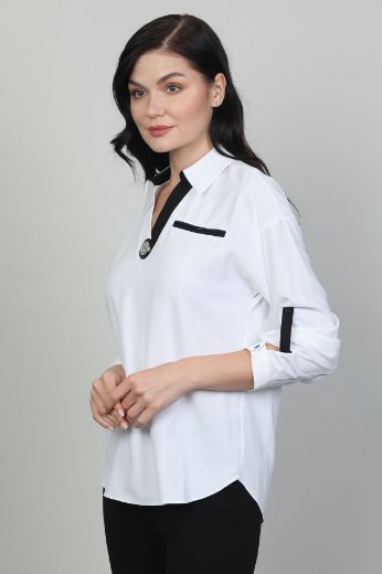 Picture of Of White 2241405 ECRU Women Blouse