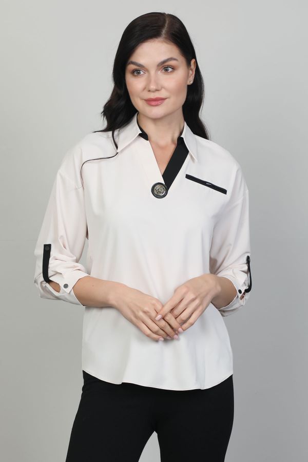 Picture of Of White 2241405 BEIGE Women Blouse