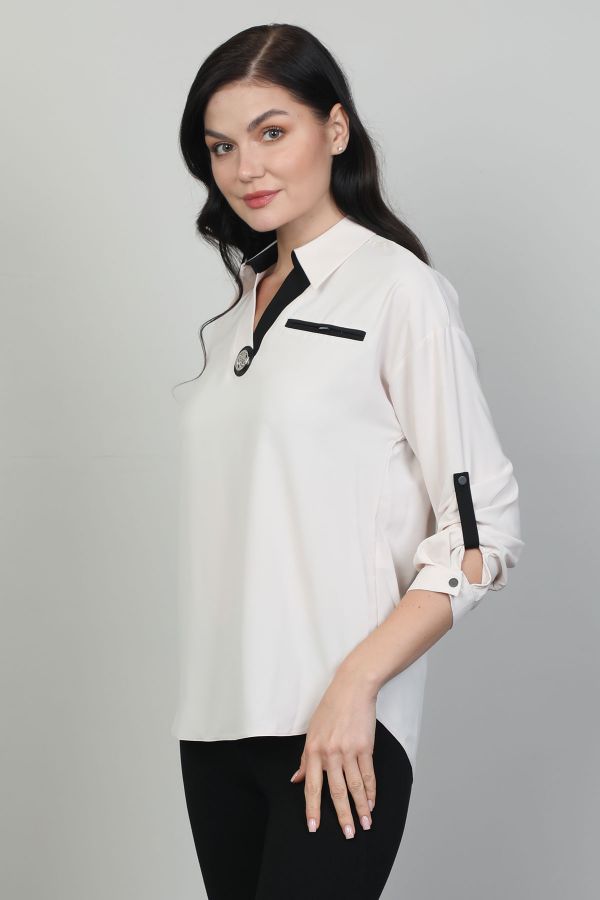 Picture of Of White 2241405 BEIGE Women Blouse