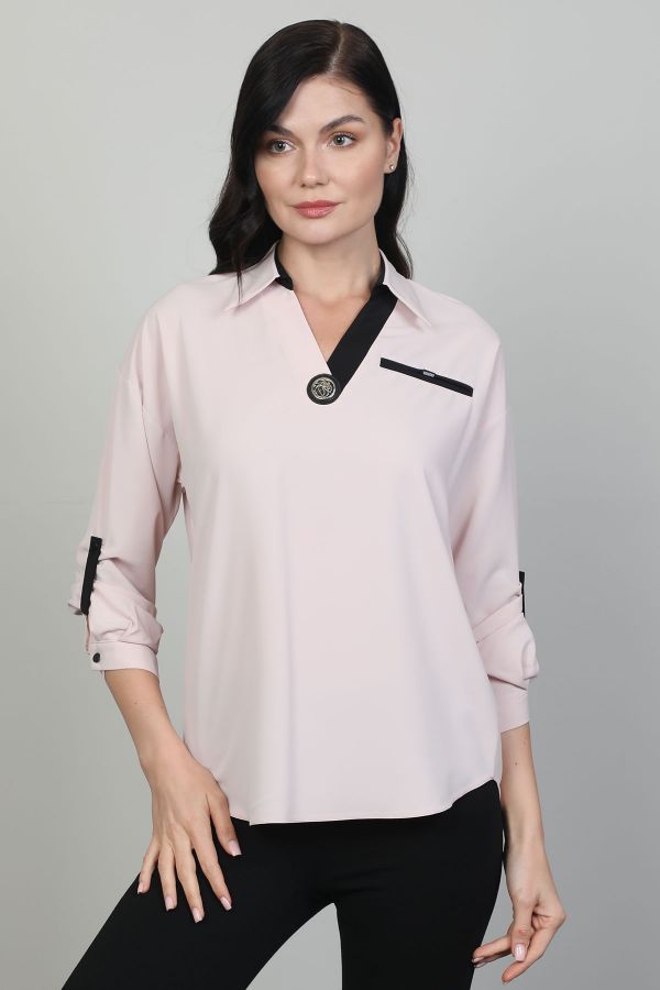 Picture of Of White 2241405 POWDER Women Blouse