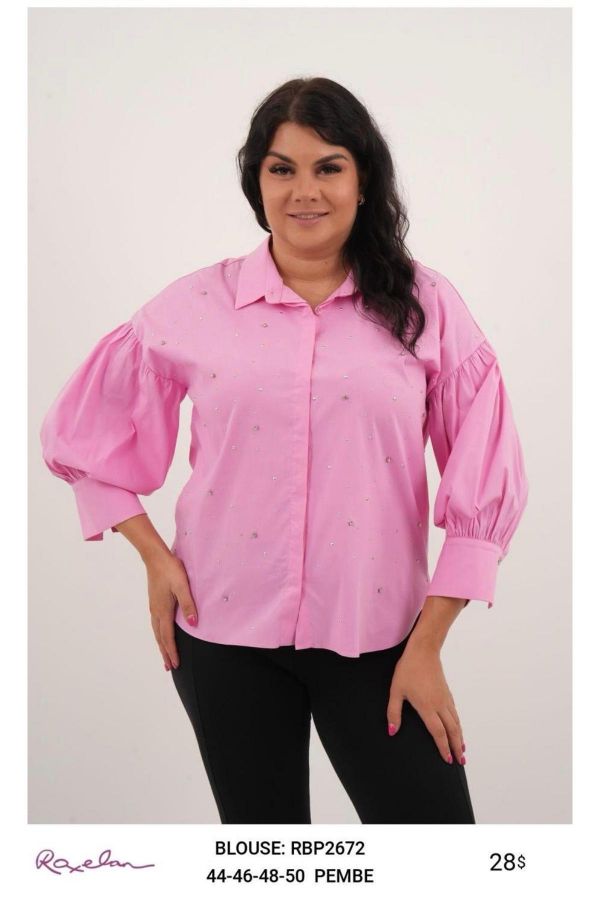 Picture of ROXELAN RBP2672xl PINK Plus Size Women Blouse 