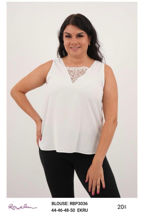 Picture of ROXELAN RBP3036xl ECRU Plus Size Women Blouse 