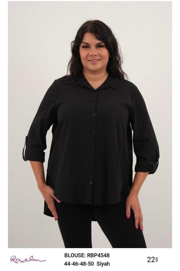 Picture of ROXELAN RBP4548xl BLACK Plus Size Women Blouse 