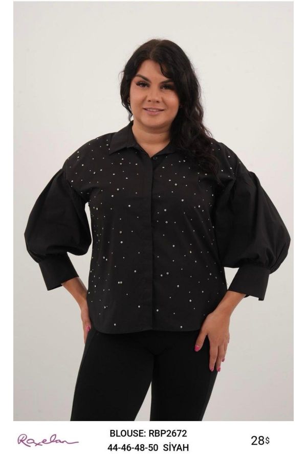 Picture of ROXELAN RBP2672xl BLACK Plus Size Women Blouse 