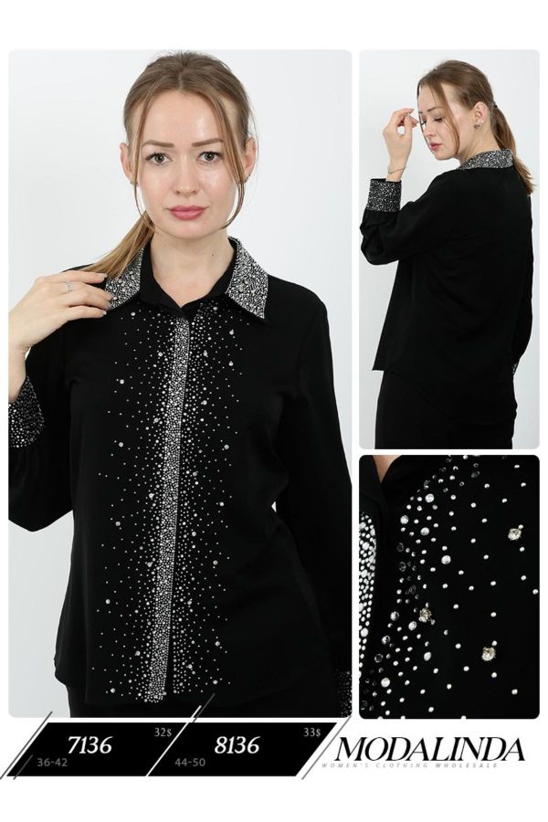 Picture of Modalinda 7136 BLACK Women Blouse