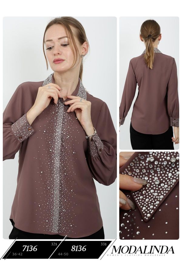 Picture of Modalinda 7136 BROWN Women Blouse