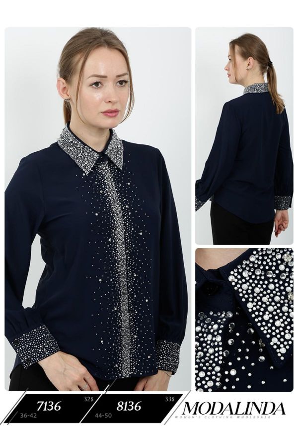 Picture of Modalinda 7136 NAVY BLUE Women Blouse