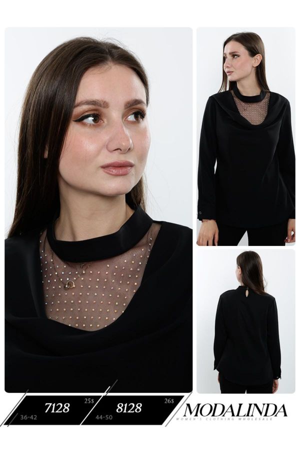 Picture of Modalinda 7128 BLACK Women Blouse