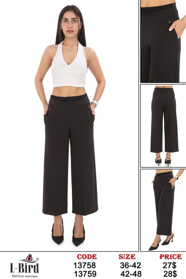 Picture of L-BIRD 13759 BROWN Plus Size Women Pants 