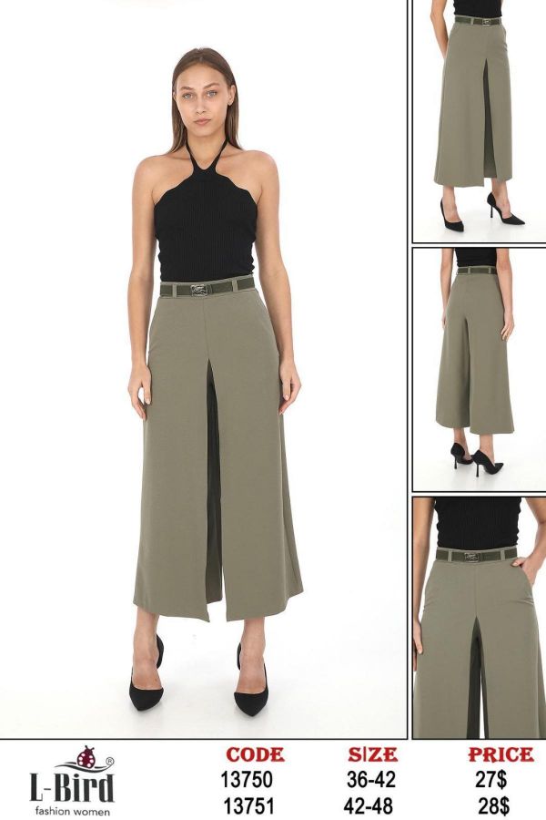 Picture of L-BIRD 13751 KHAKI Plus Size Women Pants 