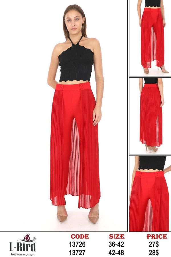 Picture of L-BIRD 13727 RED Plus Size Women Pants 