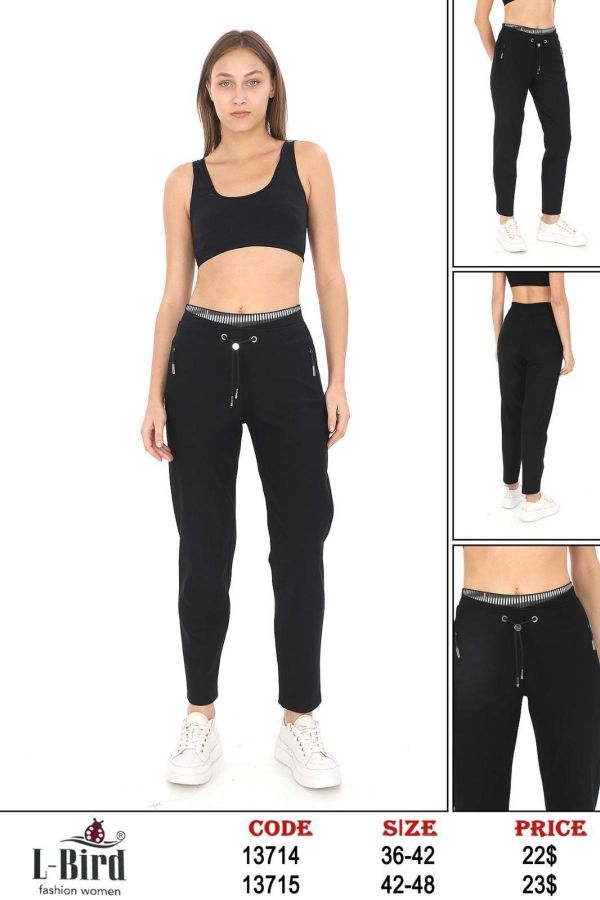 Picture of L-BIRD 13715 BLACK Plus Size Women Pants 