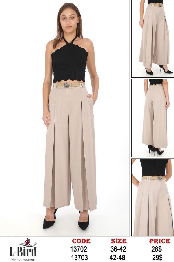 Picture of L-BIRD 13703 BEIGE Plus Size Women Pants 