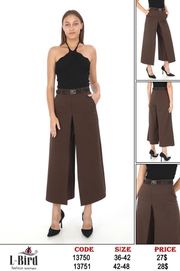 Picture of L-BIRD 13751 DARK BROWN Plus Size Women Pants 