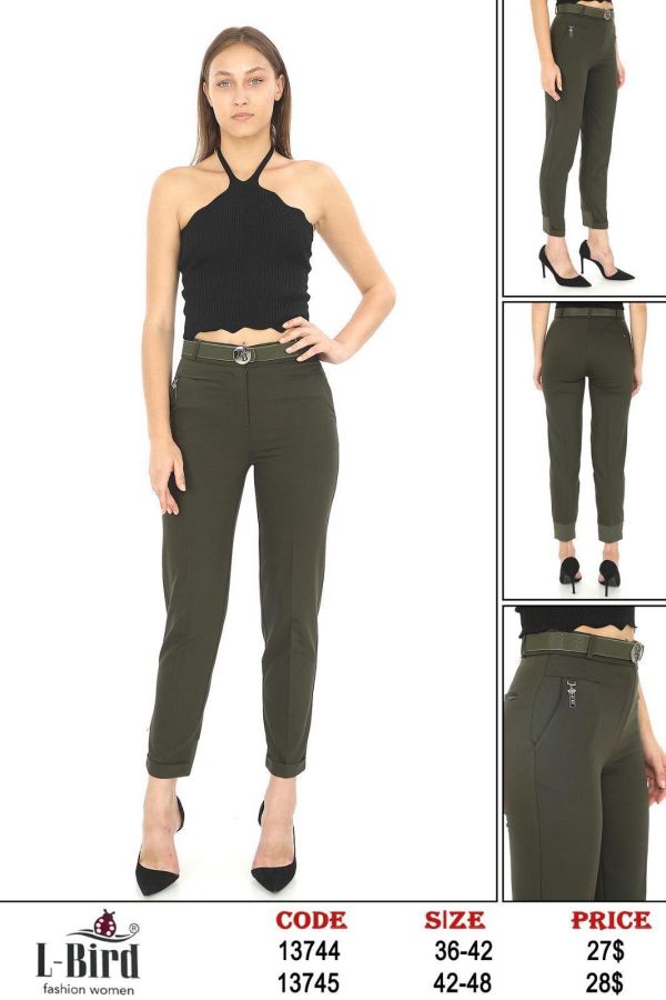 Picture of L-BIRD 13745 KHAKI Plus Size Women Pants 