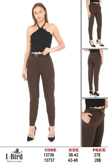 Picture of L-BIRD 13737 BROWN Plus Size Women Pants 