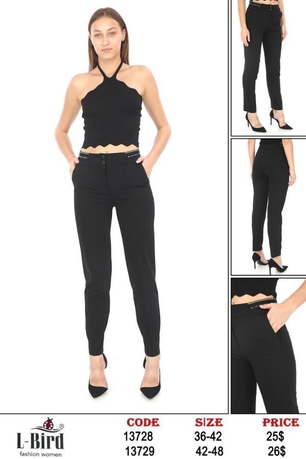 Picture of L-BIRD 13729 BLACK Plus Size Women Pants 