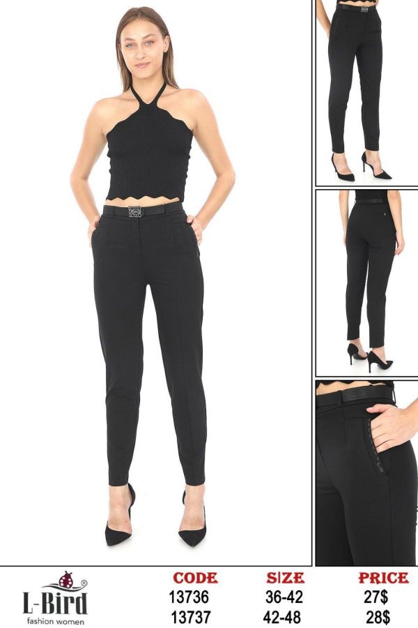 Picture of L-BIRD 13737 BLACK Plus Size Women Pants 